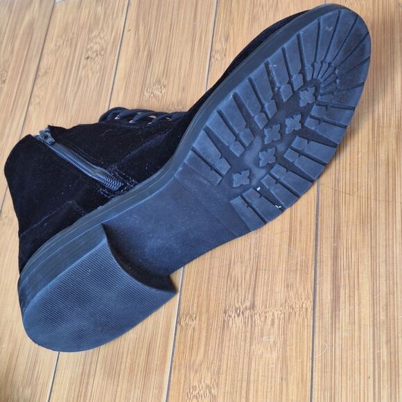 Black Velvet Booties American Eagle Zip + Lace Up Ankle Boots Women's size 10 - Picture 10 of 16